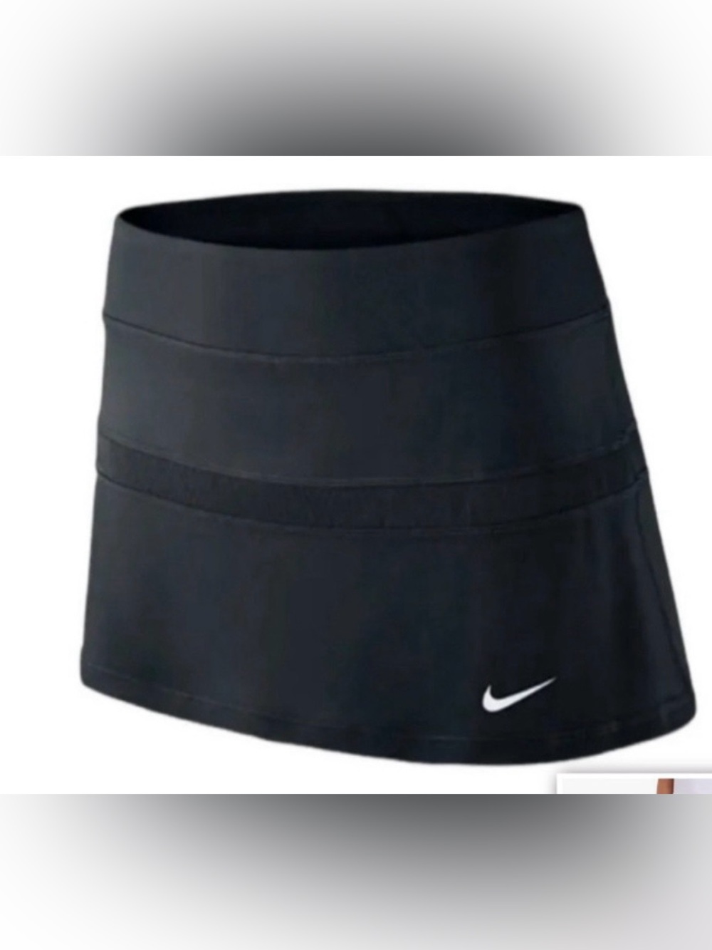 Nike|Black Athletic Skort,Micro skirt with White Swoosh•••Athleisure loungewear - Picture 2 of 12